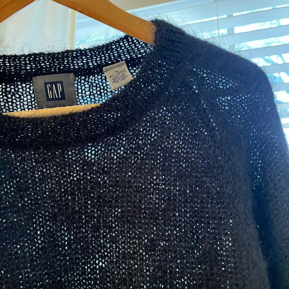 Vintage Gap Mohair Blend Crewneck Sweater M Y2K Oversize Minimalist Black Grunge - Picture 8 of 10